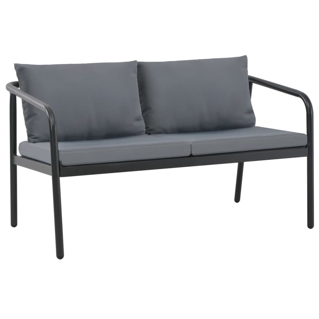 Sofa Dark Grey Frame, Light Grey Cushions Aluminum, 100% Polyester