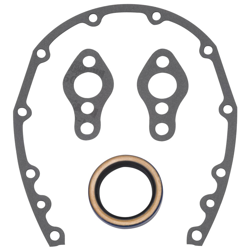 Edelbrock Timing Cover Gasket Set 6997; Fiber Gasket and Seal for SBC