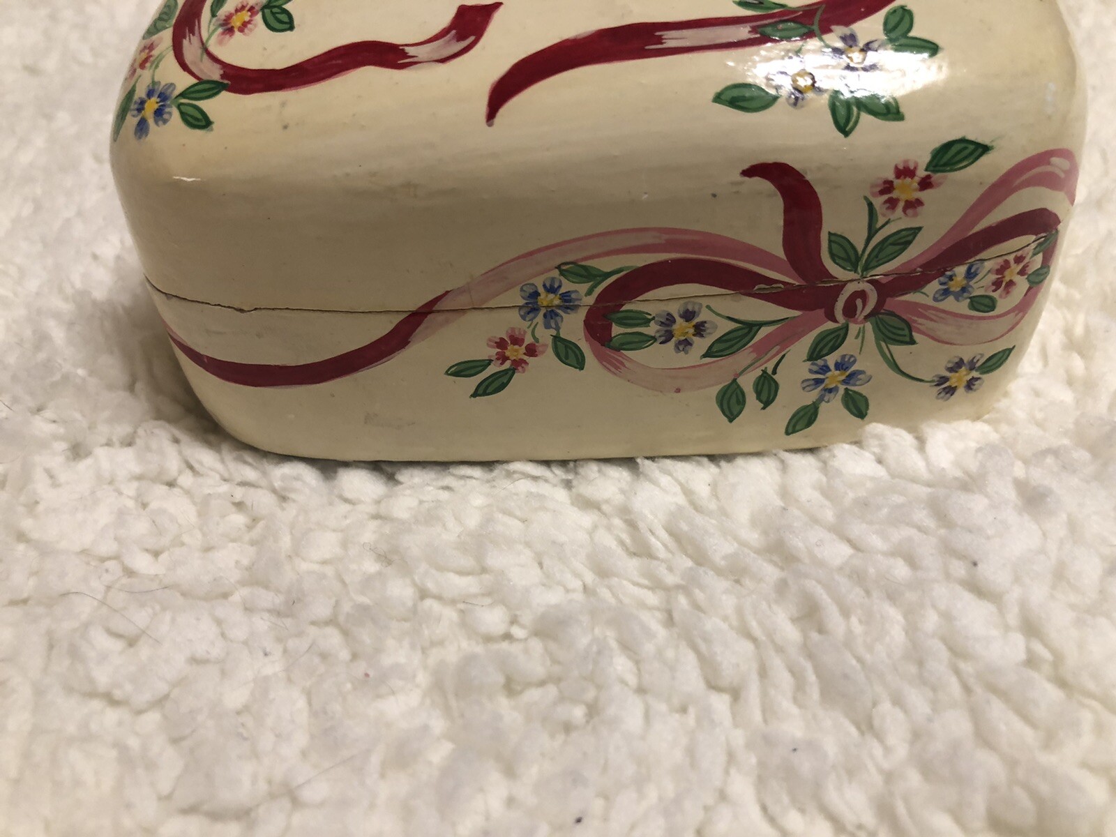 Handpainted Trinket Box, Balsam Wood (?)