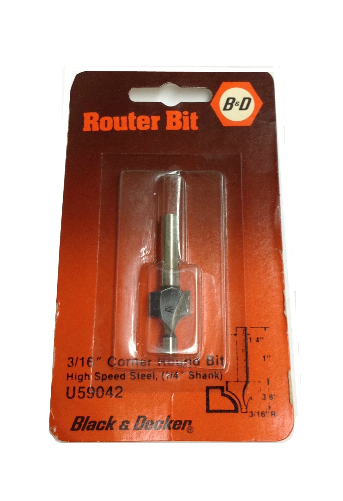 Black & Decker 3/16" Corner Round Router Bit (1/4" Shank) U59042 - Made in USA