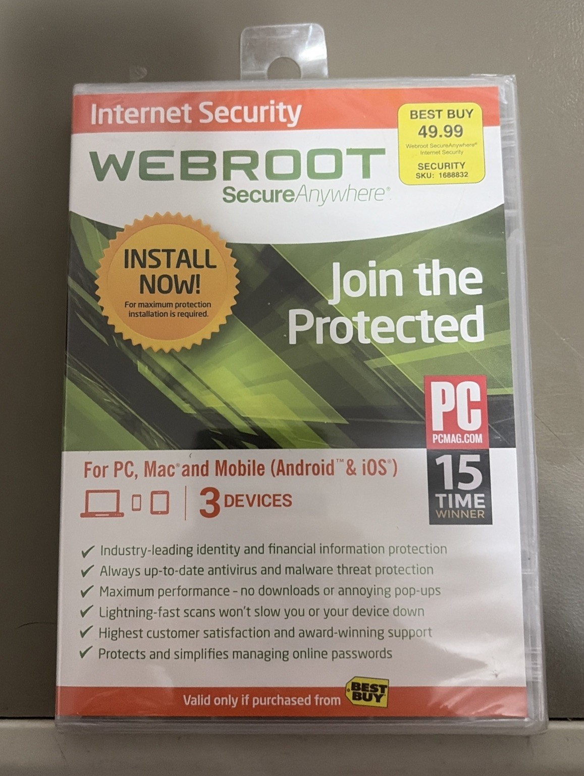 Webroot SecureAnywhere Advanced Security for PC, Mac & Mobile Devices New Sealed