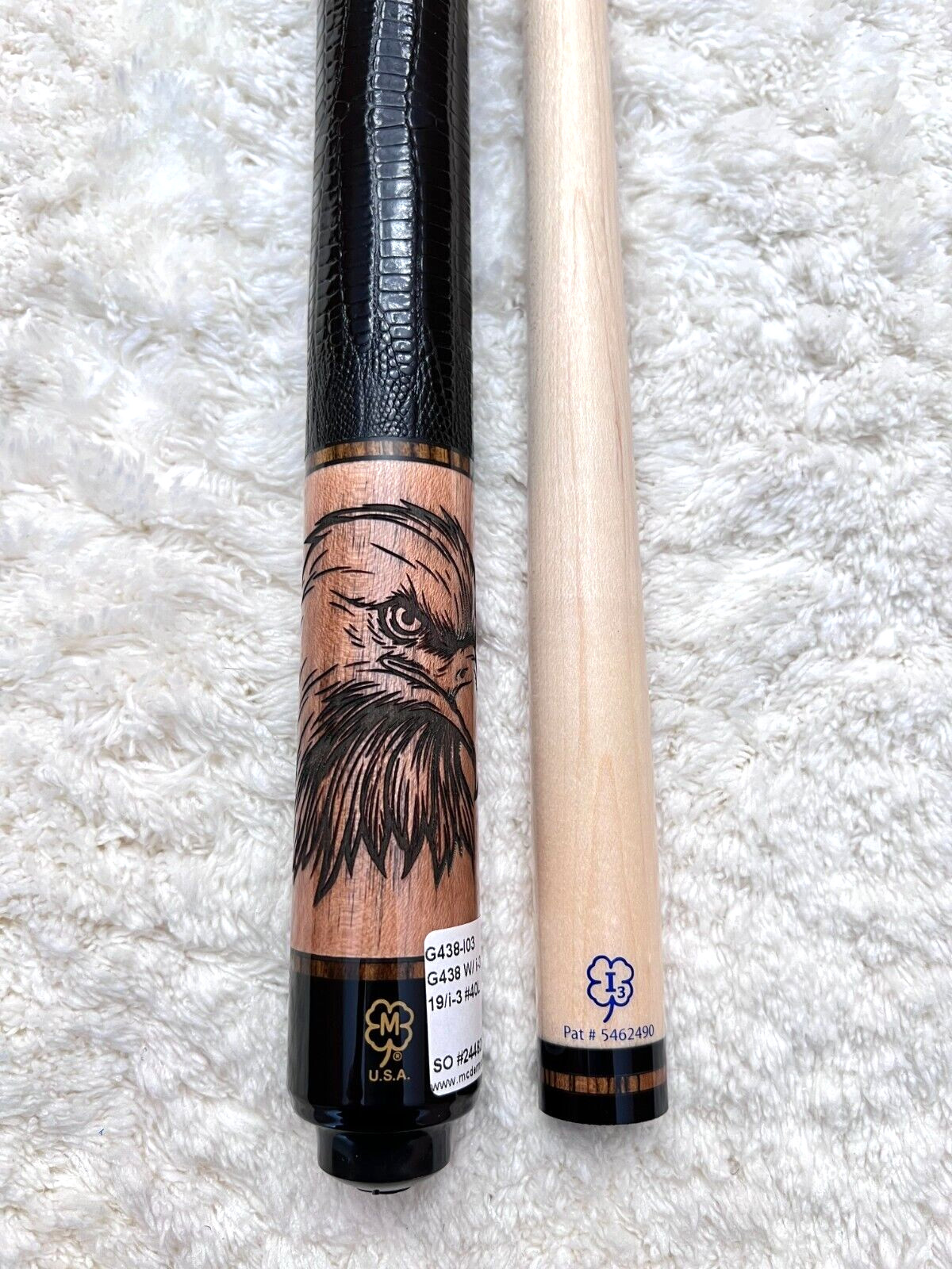 McDermott G438 "Birds Of Prey" Pool Cue w/i-3 Shaft Upgrade, FREE CASE (11.75mm)