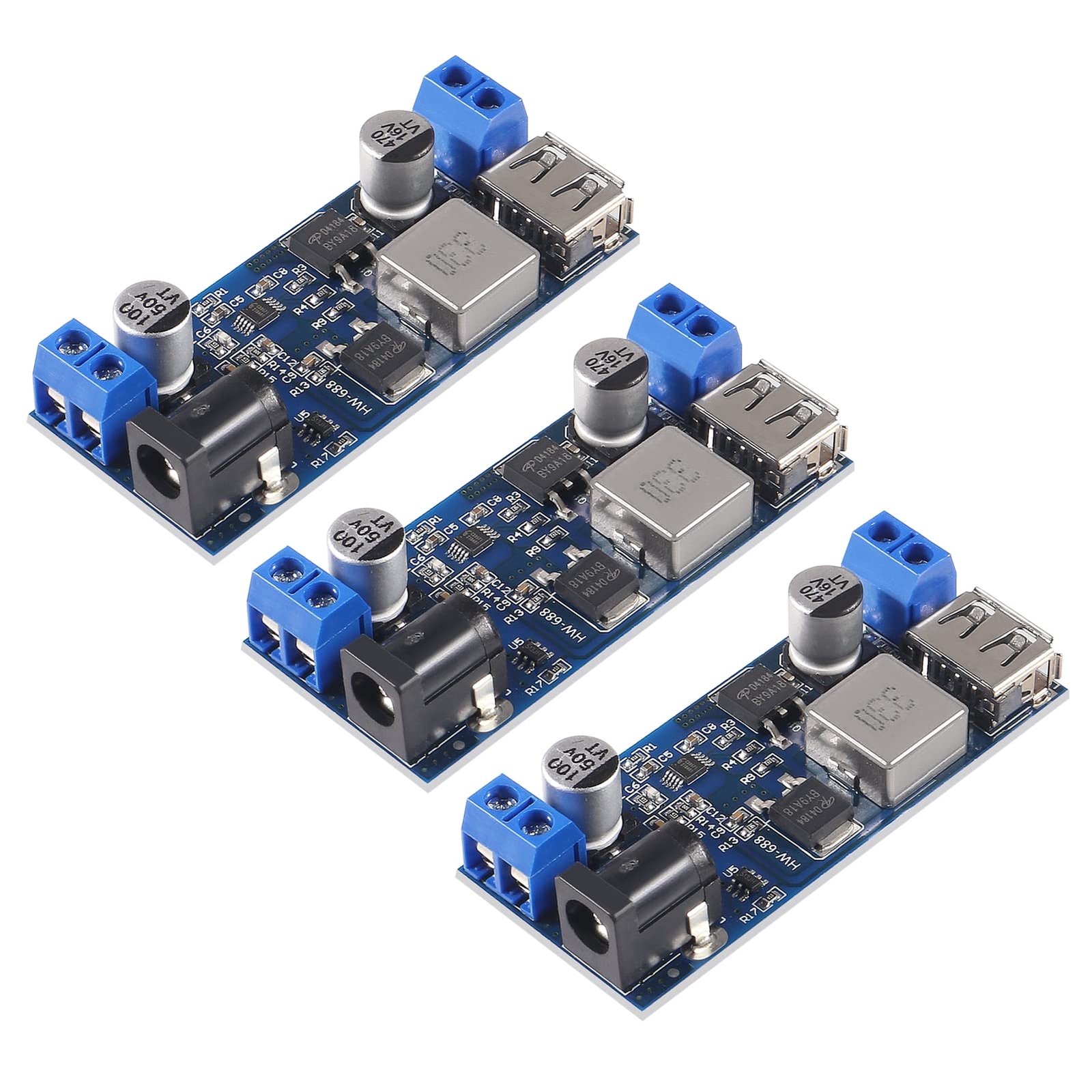 3PCS DC 12V to 5V 5A Step-Down Converter USB Buck Converter DC 9V-36V Step Do...