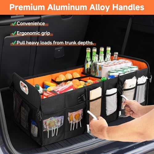 Trunk Organizer for SUV, Multi-Compartment Car Trunk Organizer, Car Large