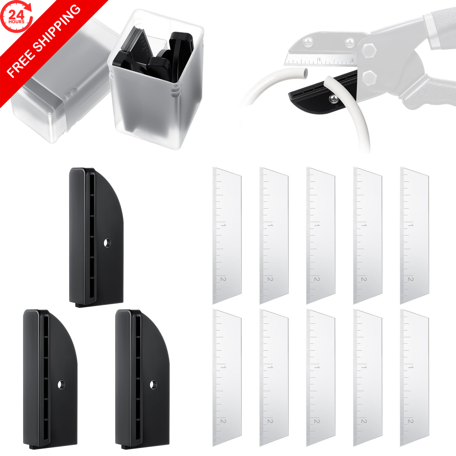 Feekoon 13 Pcs 2-1/2" Replacement Blades & Anvils 2.5 inches, Silver, Black