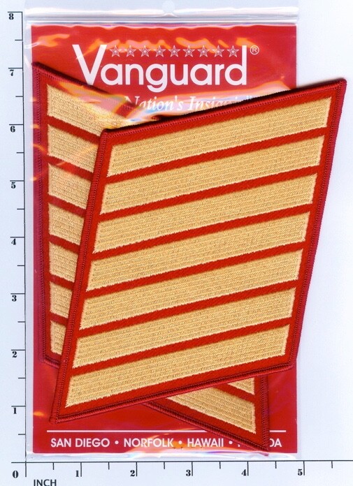 USMC 7 Bars gold/red HASH MARKS Service Stripes PATCH set Marines Chevrons Blues