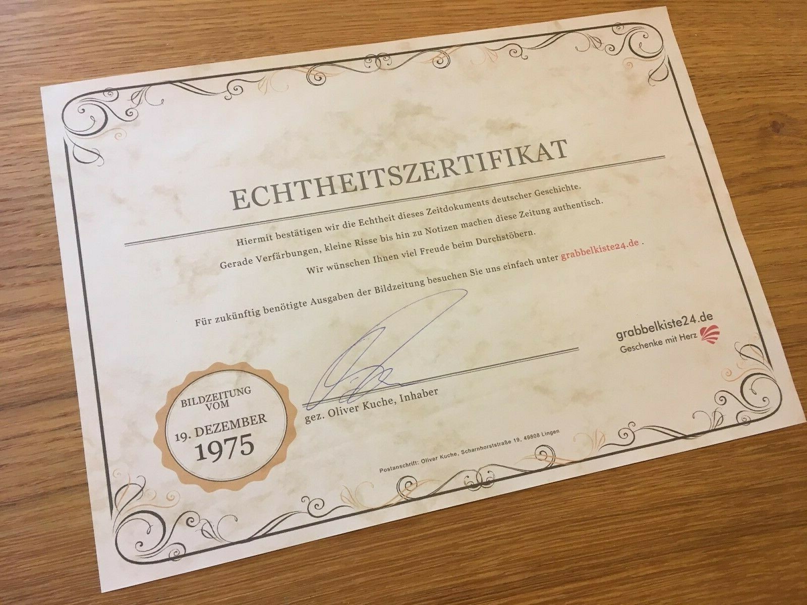 BILDzeitung 16/07/2011 July 16/7/2011 Special Occasion Gift