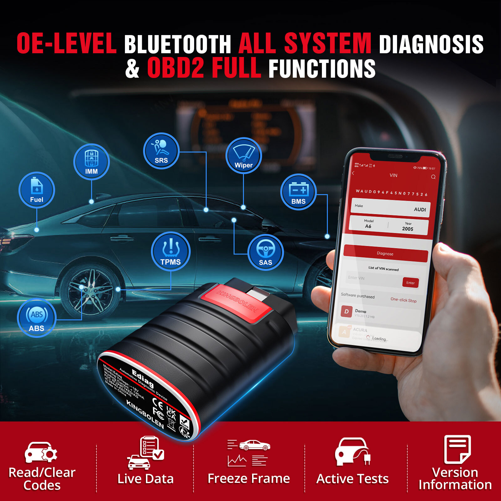 Kingbolen Ediag Bidirectional All System Scanner Car Diagnostic Tool Key Coding