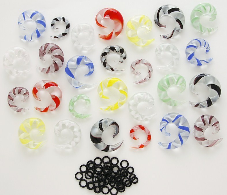 2 Crazy Glass Spiral Tapers Plugs 6g 4g 2g 0g 00g 1/2"?