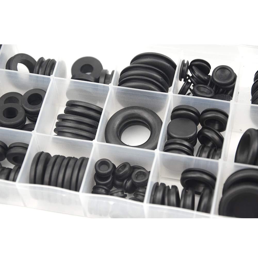 125pcs 18 Sizes Rubber Grommets Eyelet Ring Gasket Repair Box Washer Seal Assort