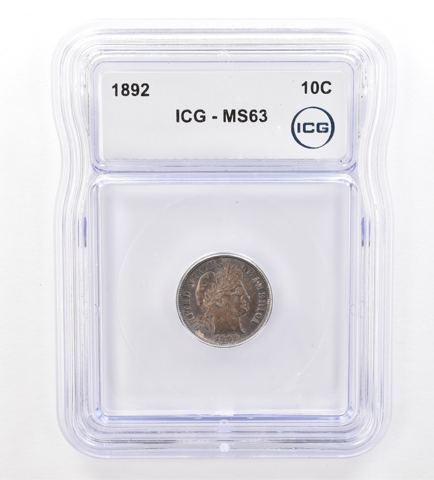 1892 Barber Dime MS63 ICG Beautiful Tone *7361