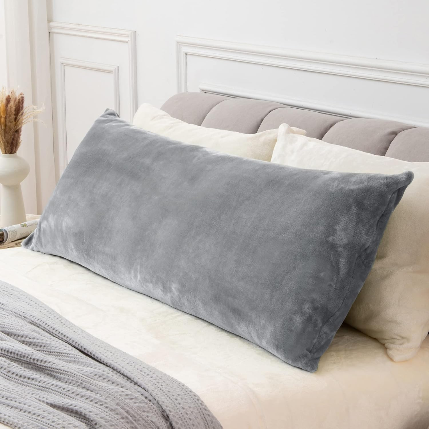 Body Pillow Cover with Zipper Closure, Super Soft and Cozy Fuzzy Fleece Body Pil