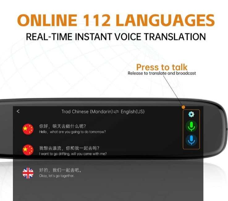 A26s Smart Voice Scan Translator Pen, Real Time Language Translator, Touchscreen