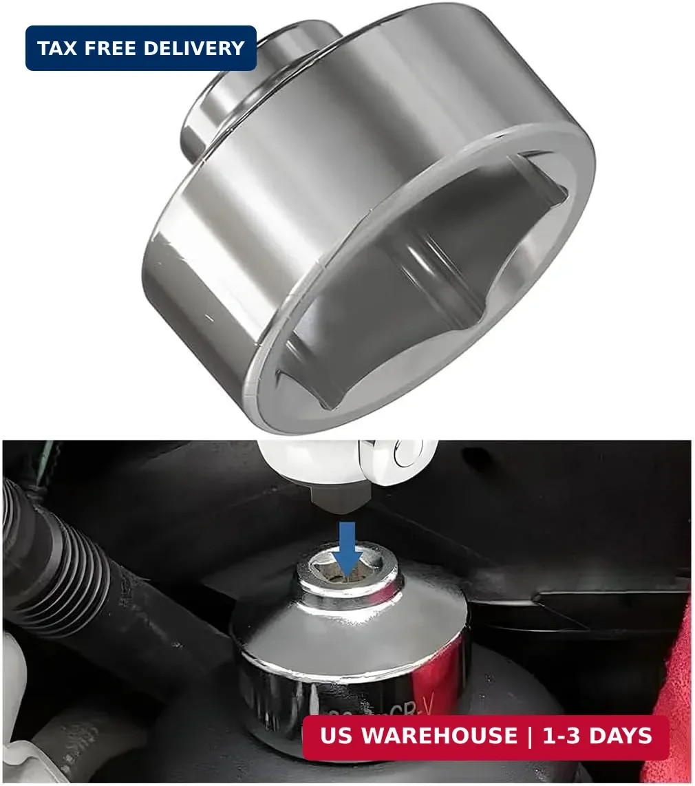Car Oil Filter Socket, 32mm 6-Point Vehicle Fuel Pan Wrench Removal Tool, 3/8 In