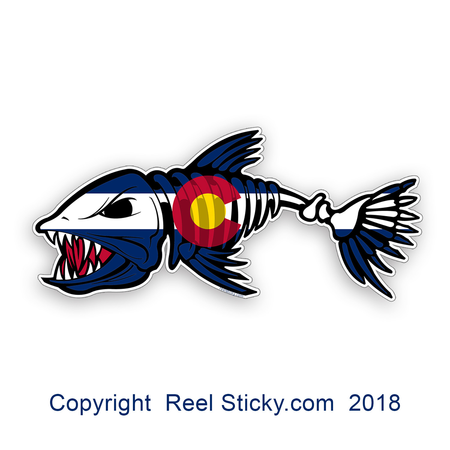 Colorado Bone Fish Flag Sticker CO Fishing Kayak Boat Car Truck Cup Cooler Decal