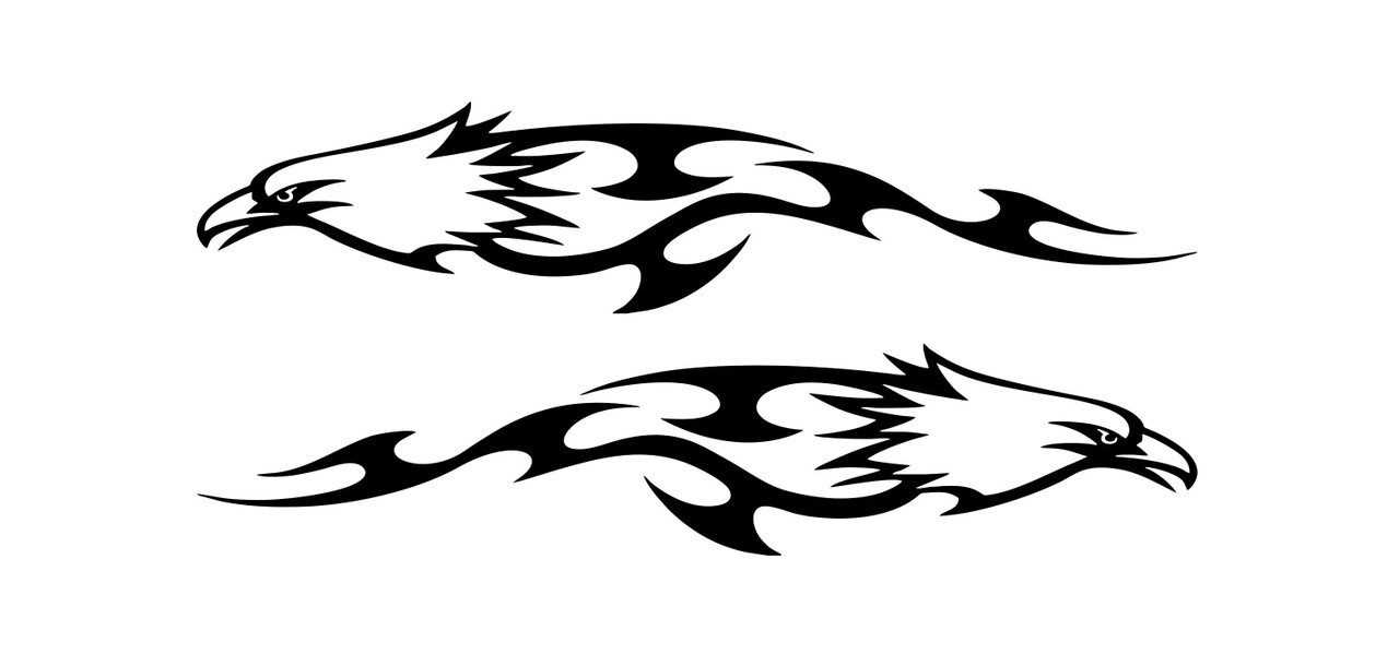 Eagle Flames Tribal Vinyl Decal, Pair of Eagle Flames Decal