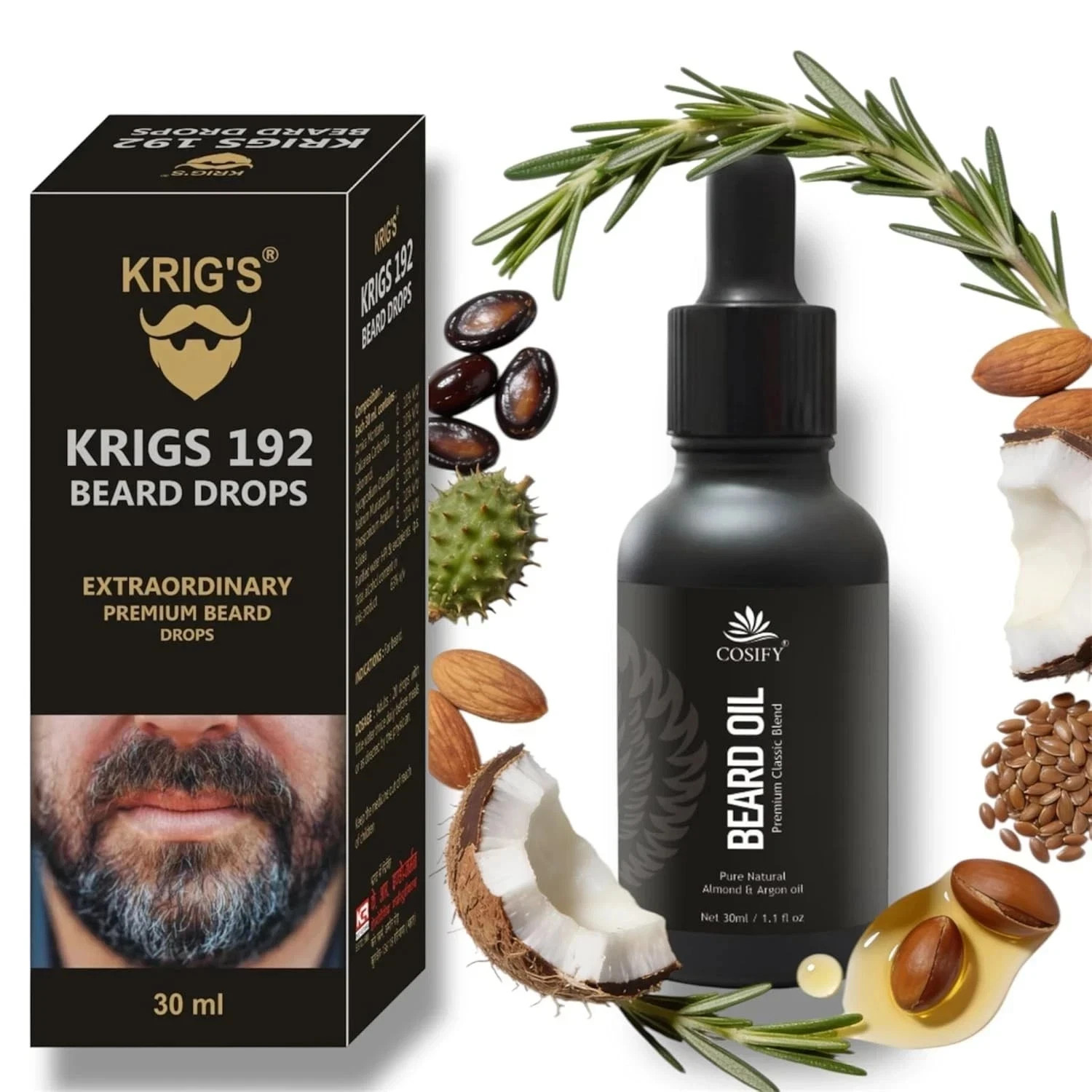 KRIG'S 192 Beard Drops Homeopathic - Extraordinary Premium Pure Natural 30ml