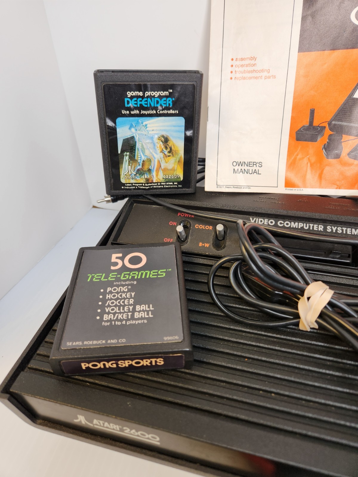 Atari CX-2600 TESTED DARTH VADER 4 Switch Console with 2 PADDLES and 3 Games