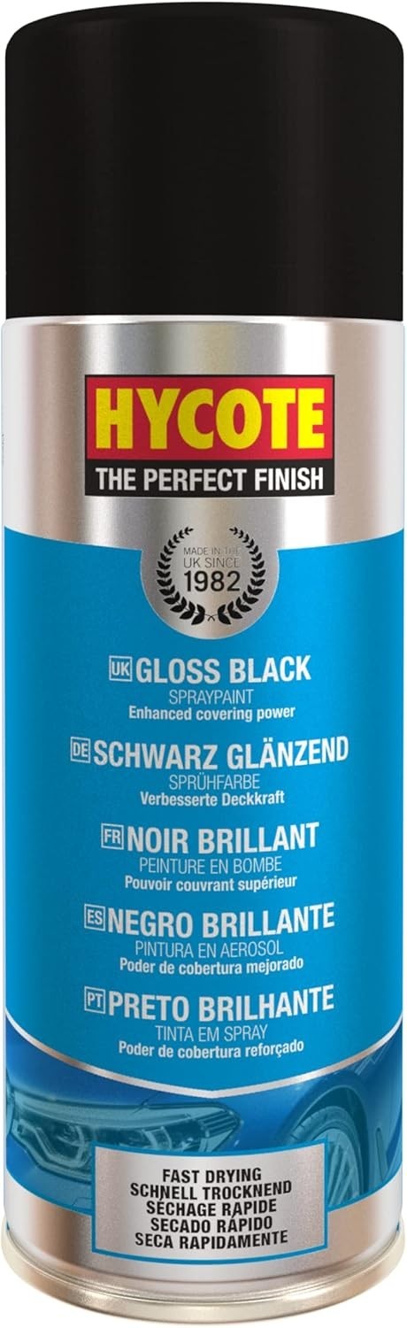 Pintura en aerosol para auto, secado rápido, negro brillante, 13.5 oz
