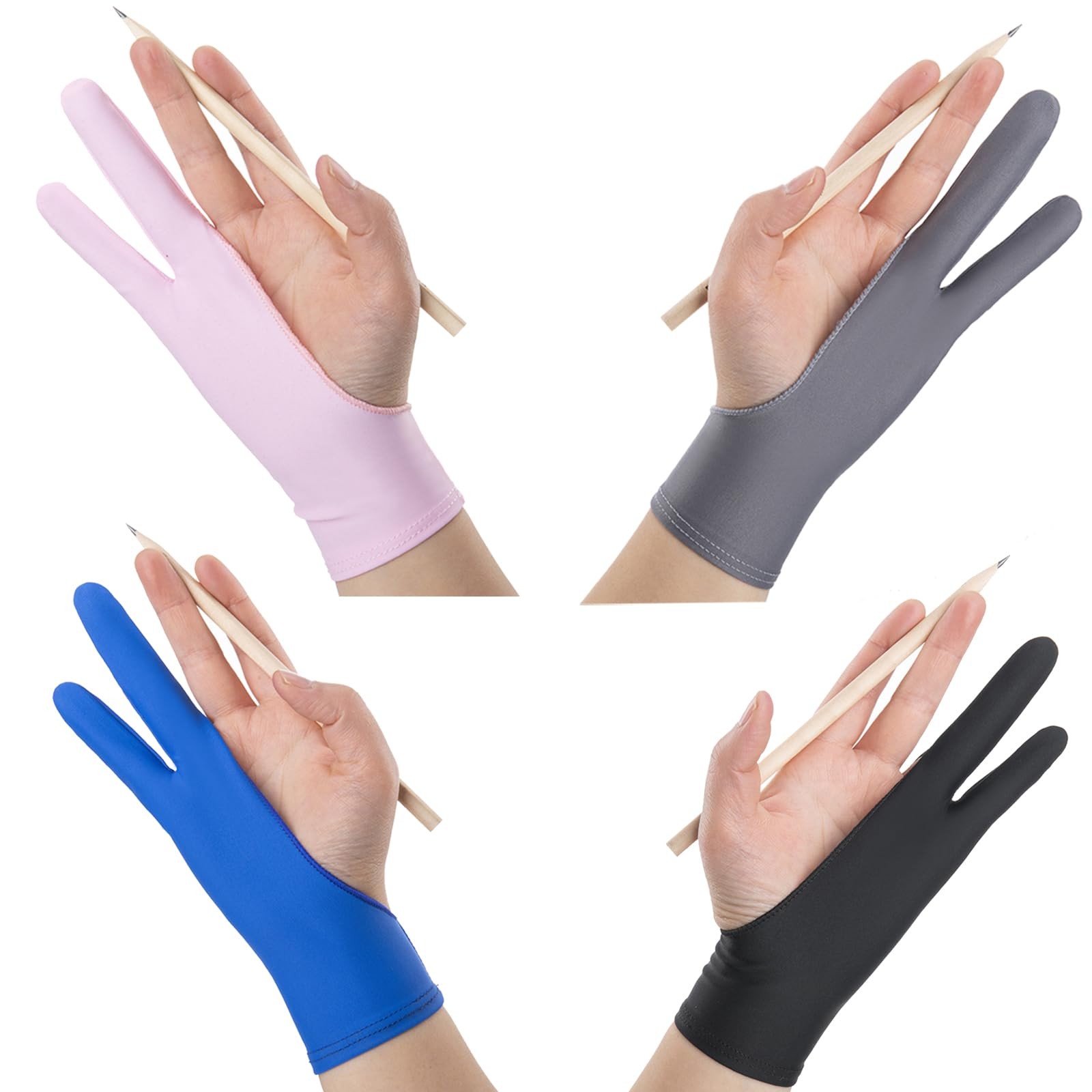 Lot of 4 Artist Glove, Antifouling, Digital, 2 Finger Drawing Gloves, An...