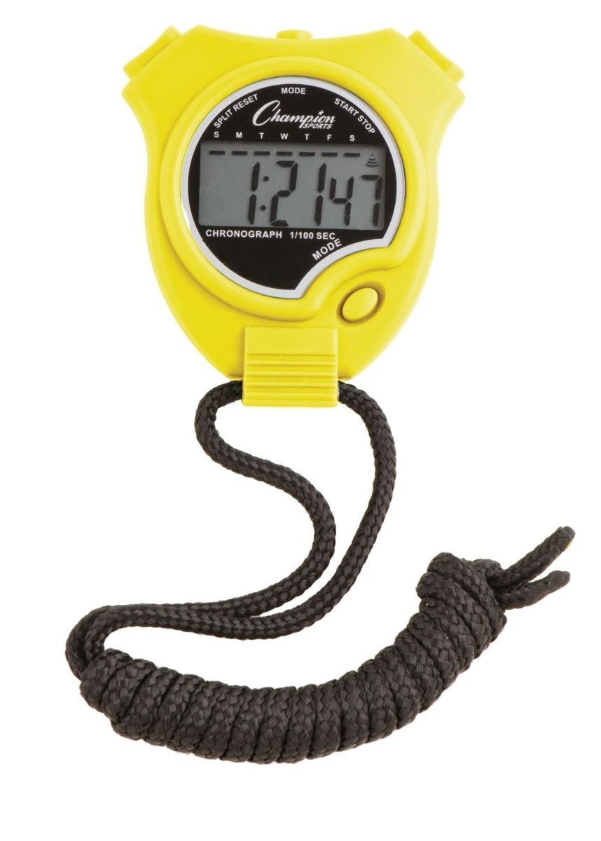 New Champion All Sports Walking Running Stopwatch Timer Daily Alarm, Yellow