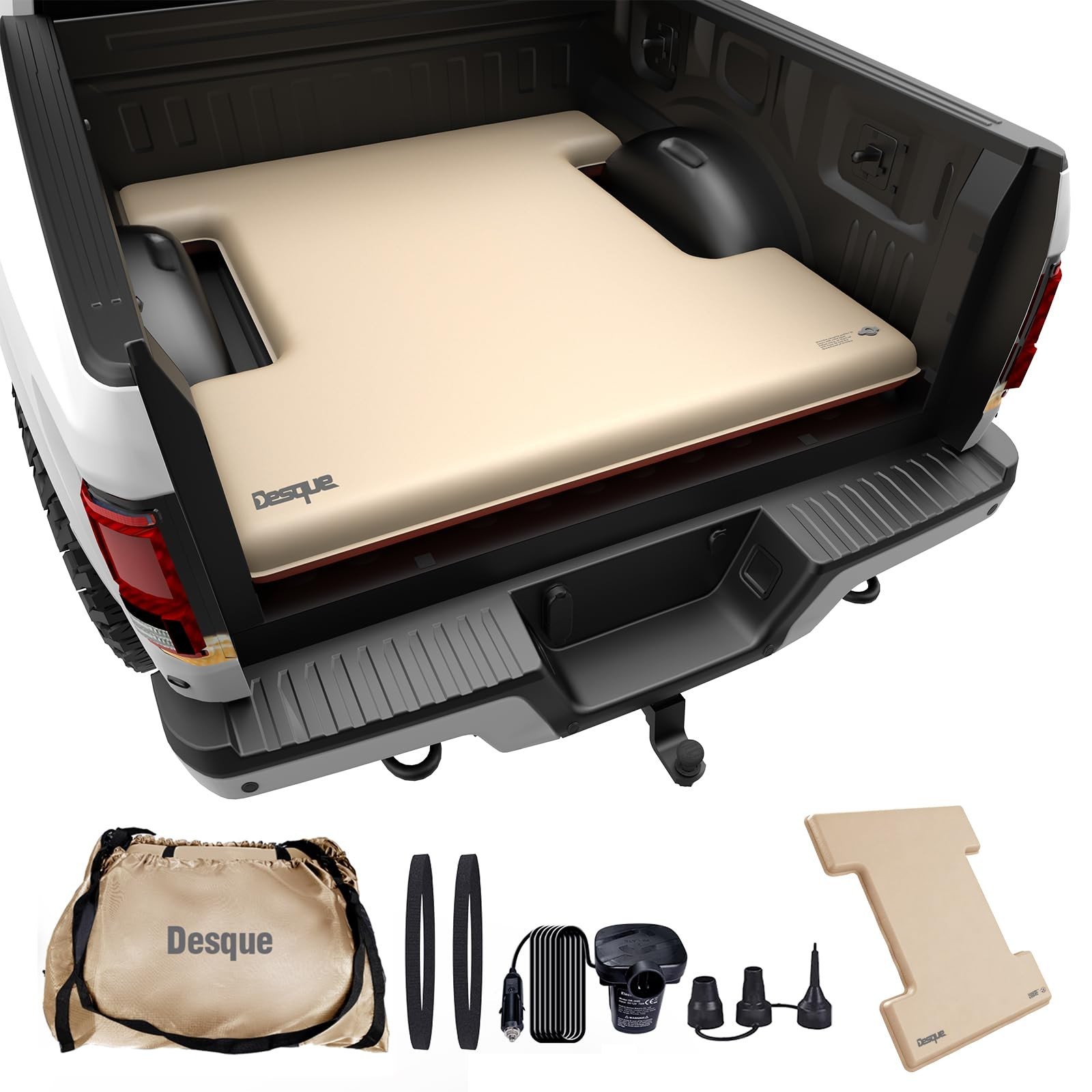 Desque Truck Bed Mattress 6-6.5Ft, Self-Inflating Mat Full-Size Short Trucks