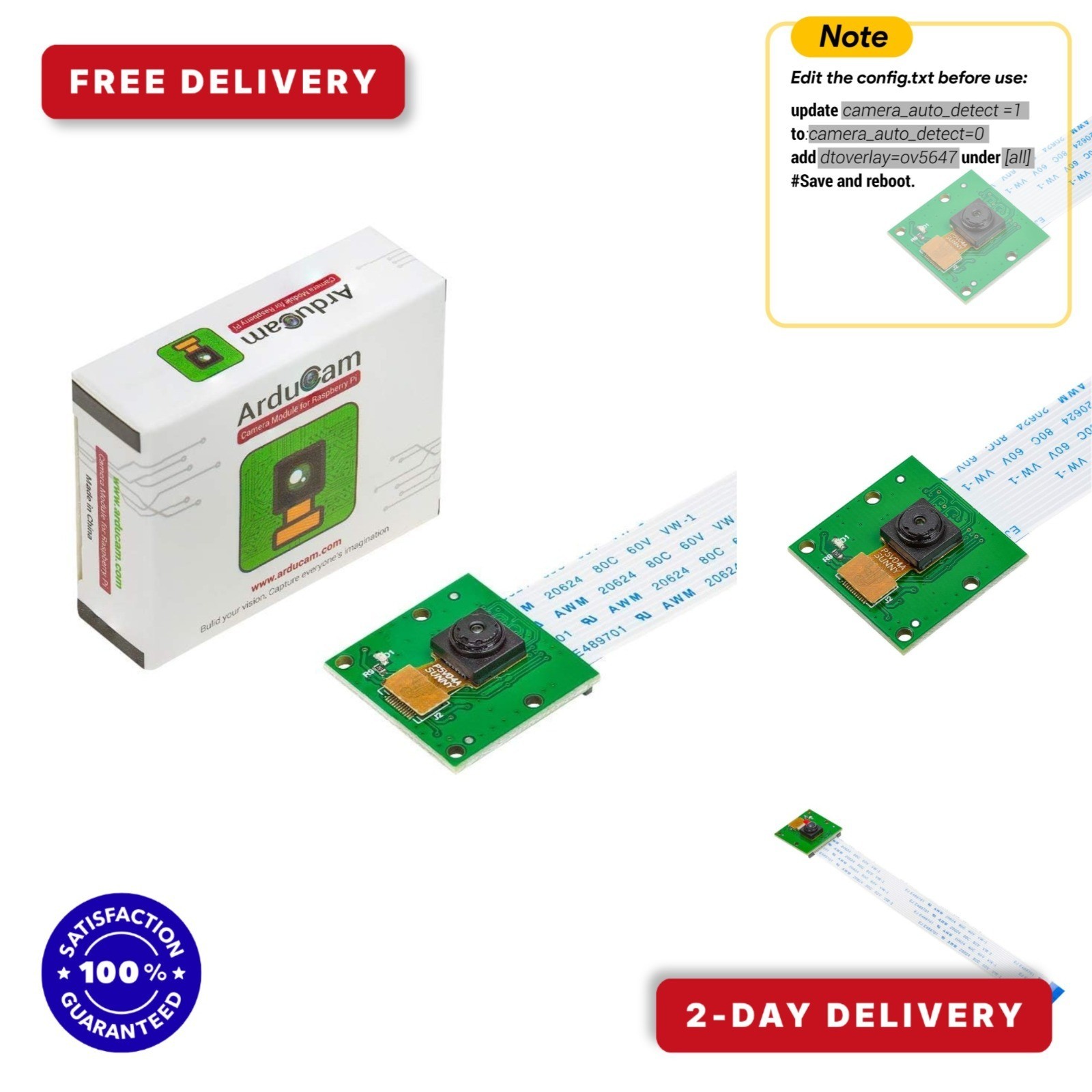 Arducam 5MP Camera for Raspberry Pi - 1080P HD OV5647 Webcam
