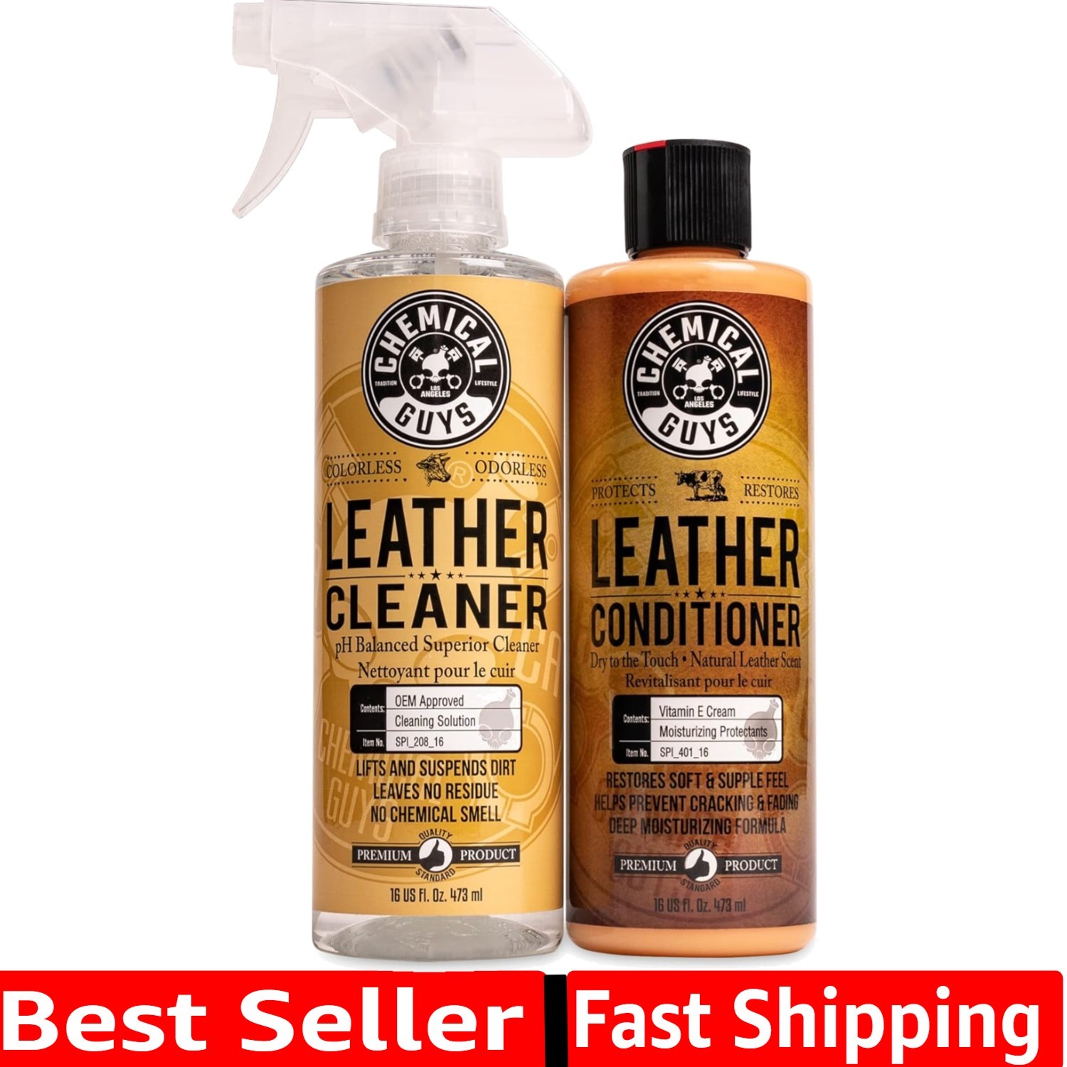 Leather Cleaner and Conditioner Kit - Car Cleaner and Conditioner, Safely Cle...