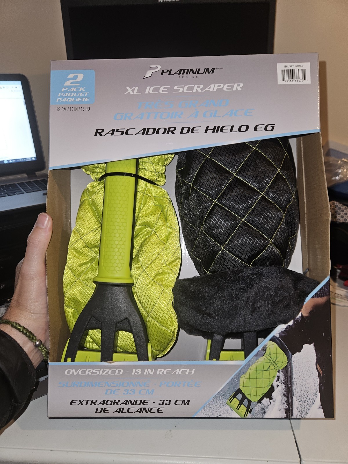 Platinum XL SNOW gloves ice scraper over size warm glove 13" inch reach
