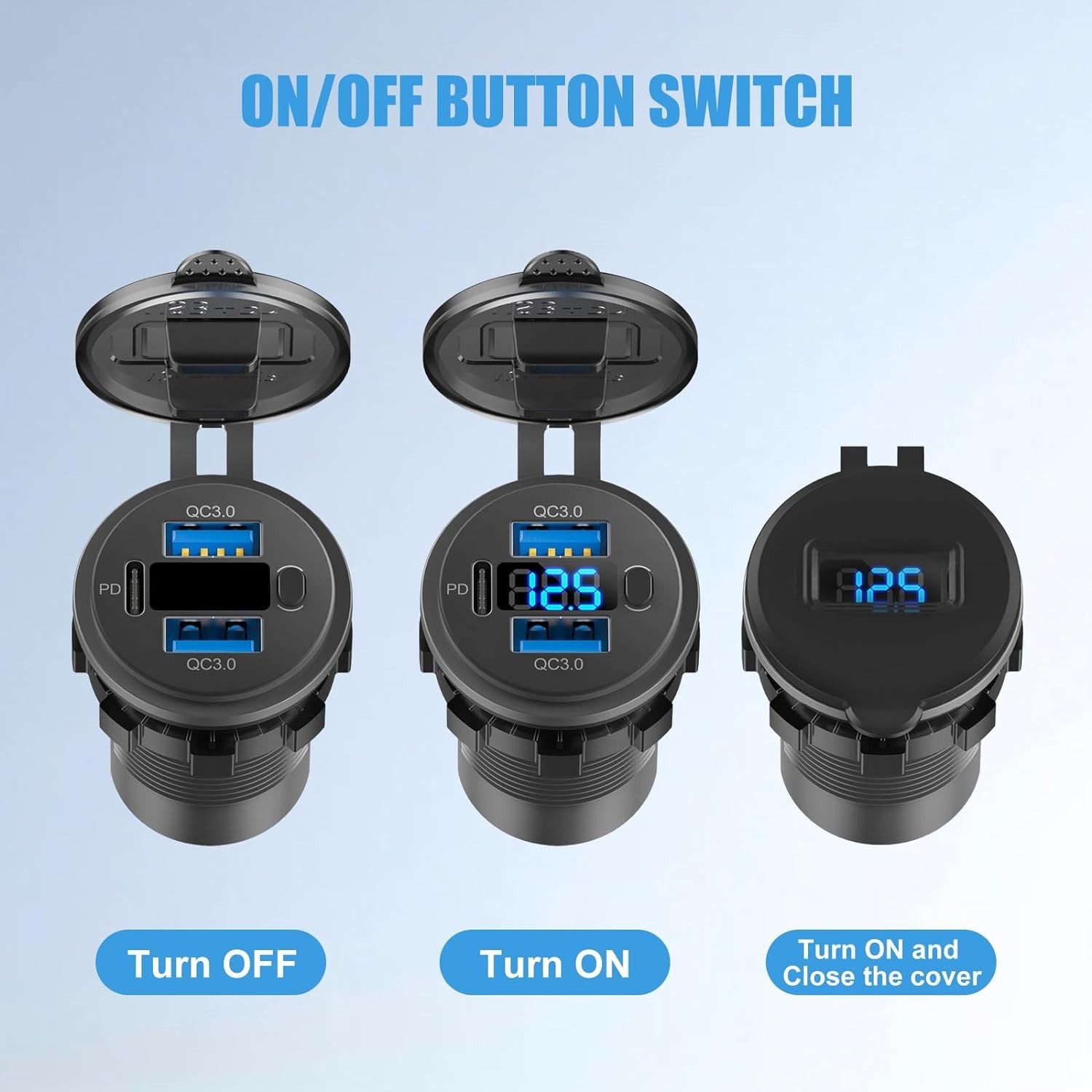 Efficient 12V Quick Charge USB Socket – Ideal Replacement for Cigarette Lighter