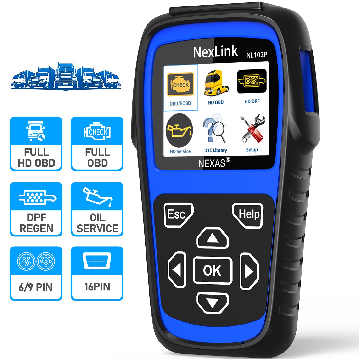 NEXAS Nexlink NL102P Diesel Heavy Duty Truck Diagnostic Scanner DOF Regen Oil