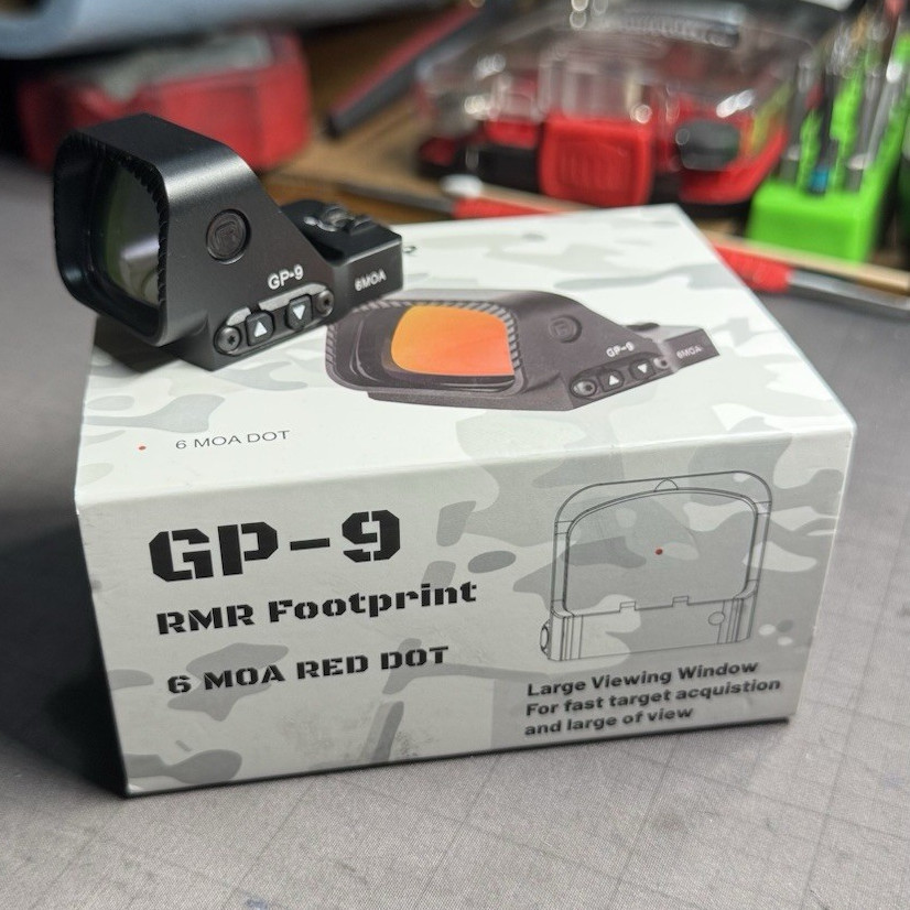 Gowutar GP-9 RMR Footprint 6 MOA Red Dot Sight Large Window Black
