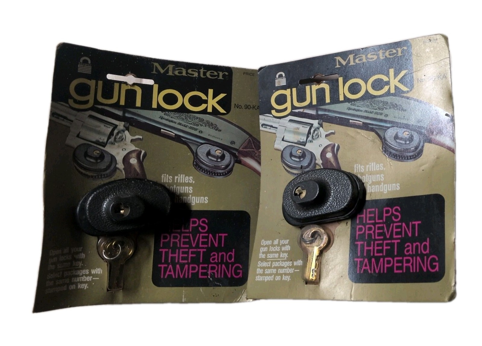 NOS Vintage Master Lock Gun Lock No 90 Fits Rifles Shotguns Handguns- 2 Keys