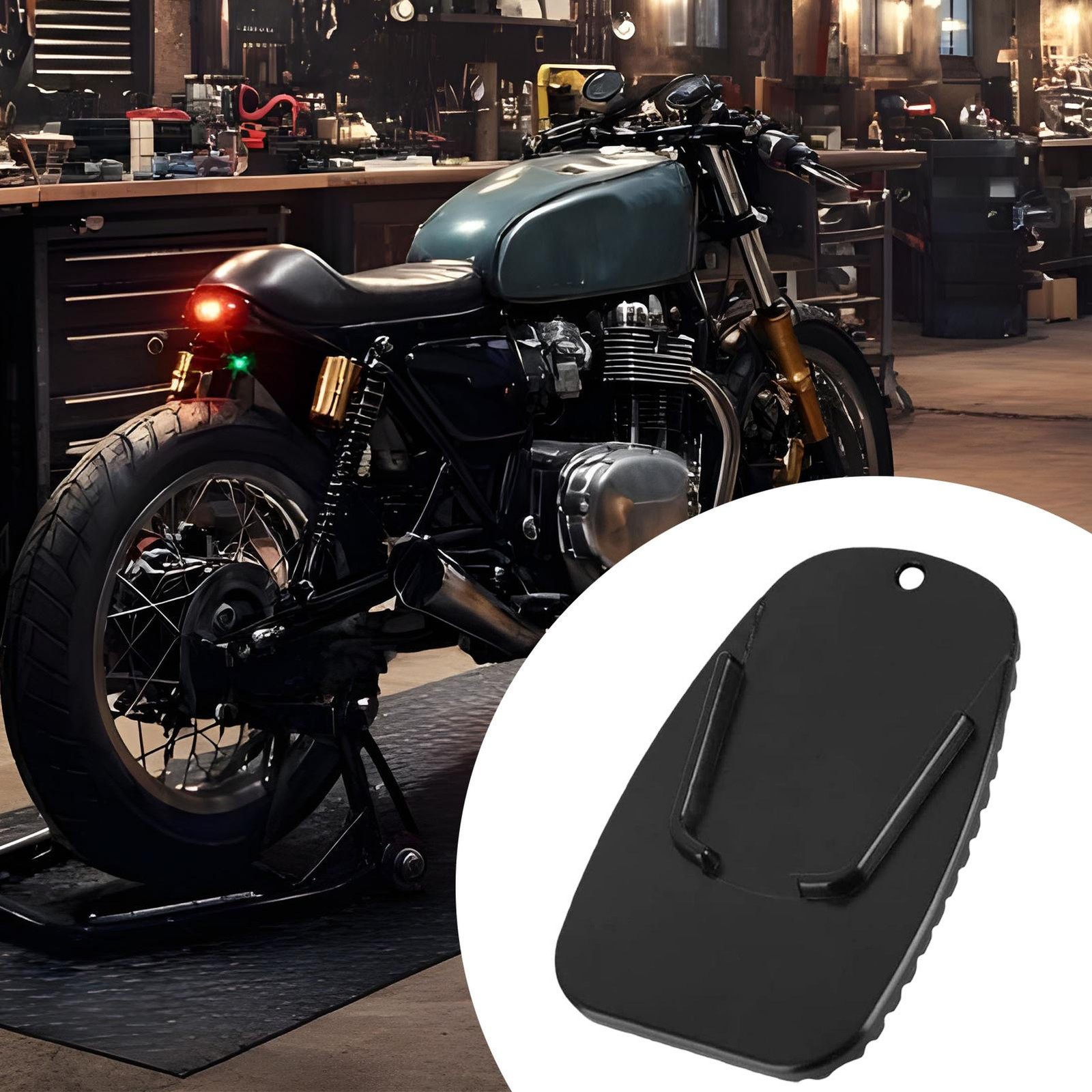 2Pcs Motorcycle Kickstand Pad Black Rugged Kick Stand Coaster Support Plate