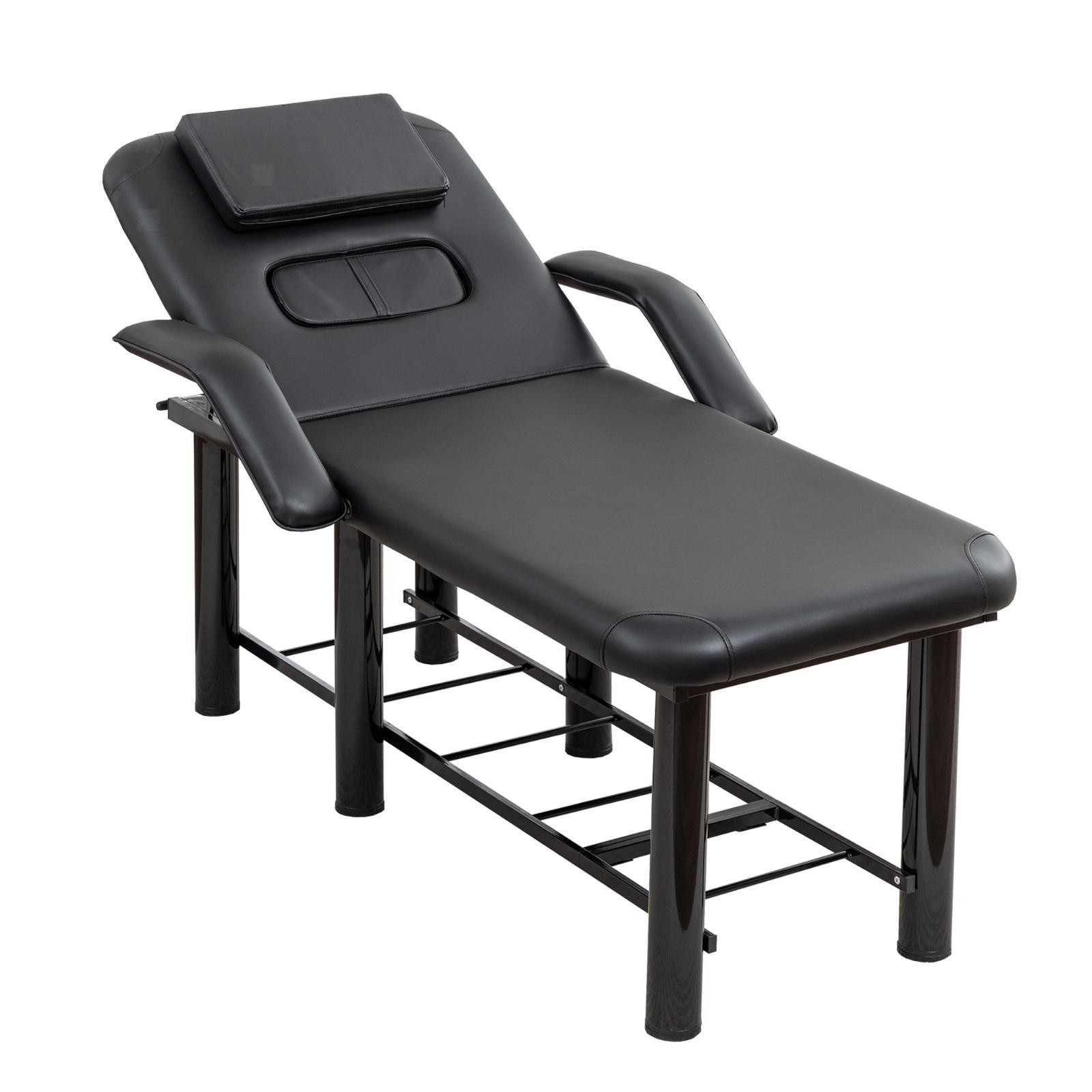 Premium Bed with Adjustable Headrest, Armrests & Storage Shelf for Spa, Facial