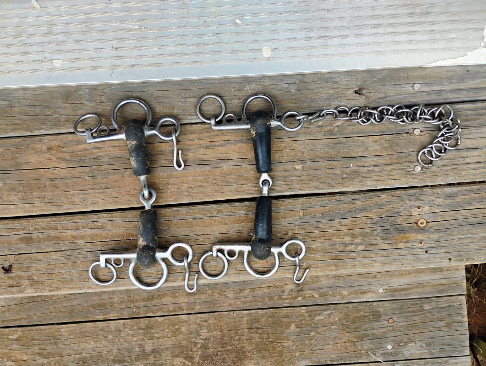Set Of 2 Rubber Pelham Bits. 5inch