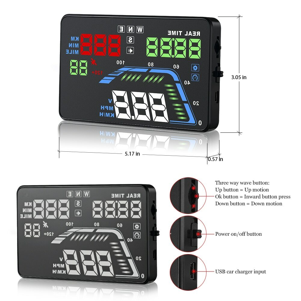 AutoCar HUD GPS Head Up Display Speedometer Overspeed Alarm Windshield Projector