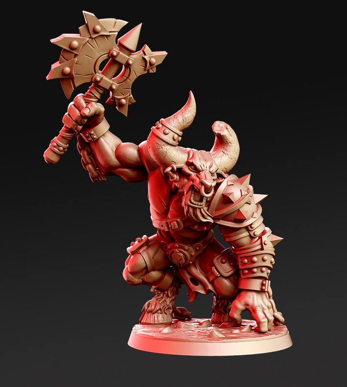 Dungeons and Dragons - Playable Character - Male Minotaur Taumachos - Fighter