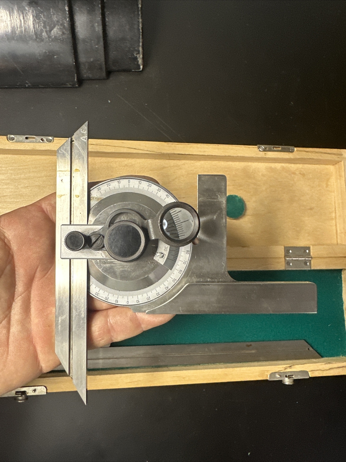 VIS BEVEL PROTRACTOR SET 6” & 12” Machinist Tool Maker Box Find POLAND