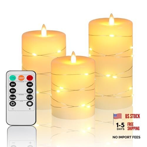 Flameless Candles With Remote, Battery Operated Candles Ivory white - 3 Pack