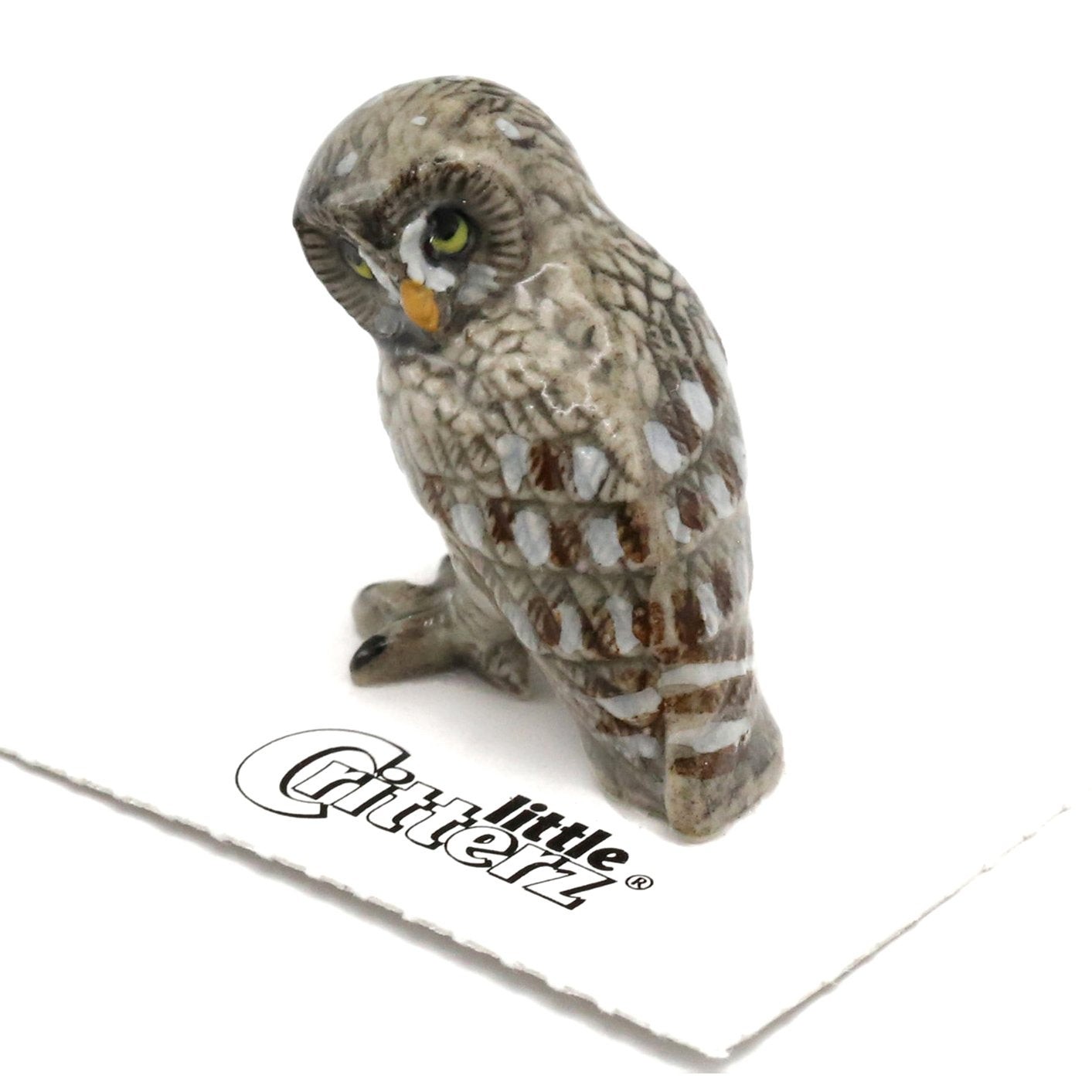 Little Critterz Owl - Great Gray Owl "Phantom" - Miniature Porcelain figurine