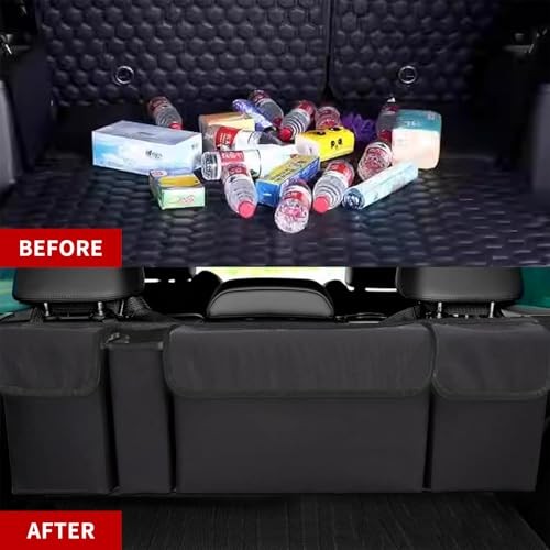 Car Trunk Organizer, Backseat Hanging Large Storage with Adjustable Black