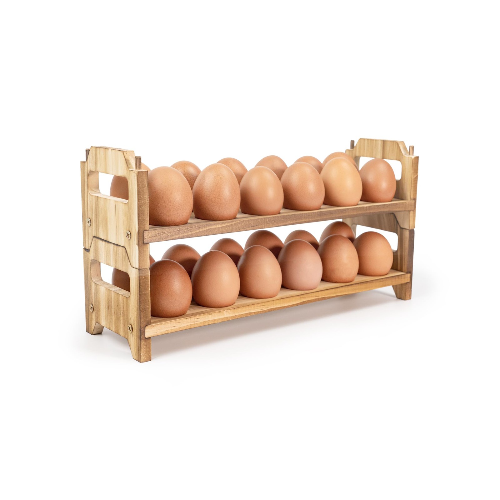 Wooden Fresh Egg Holder Countertop Stackable Storage Kitchen Organizer