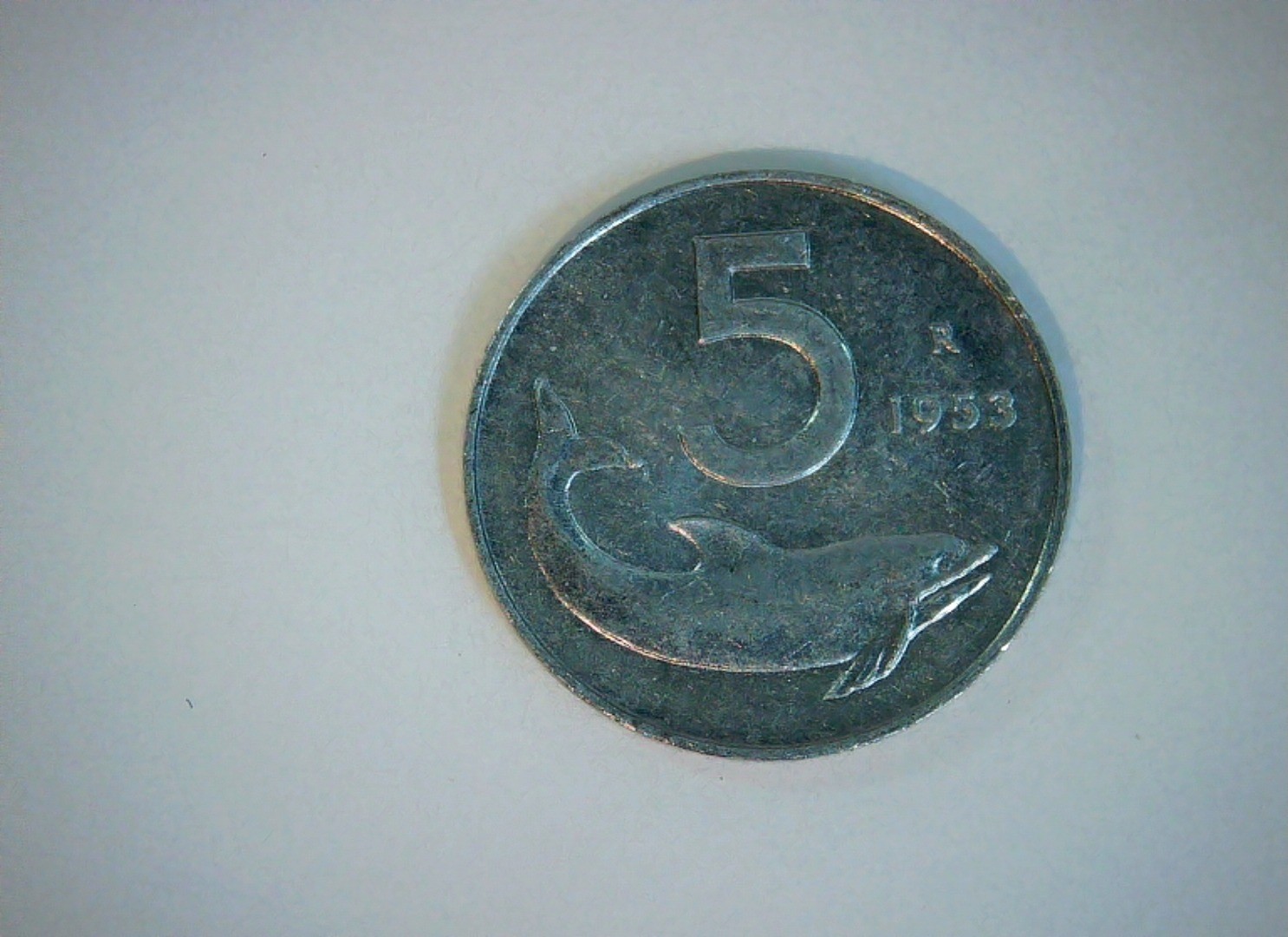 Italy 1953 5 Lire Italian Republic 5 Lire (Dolphin) Coin