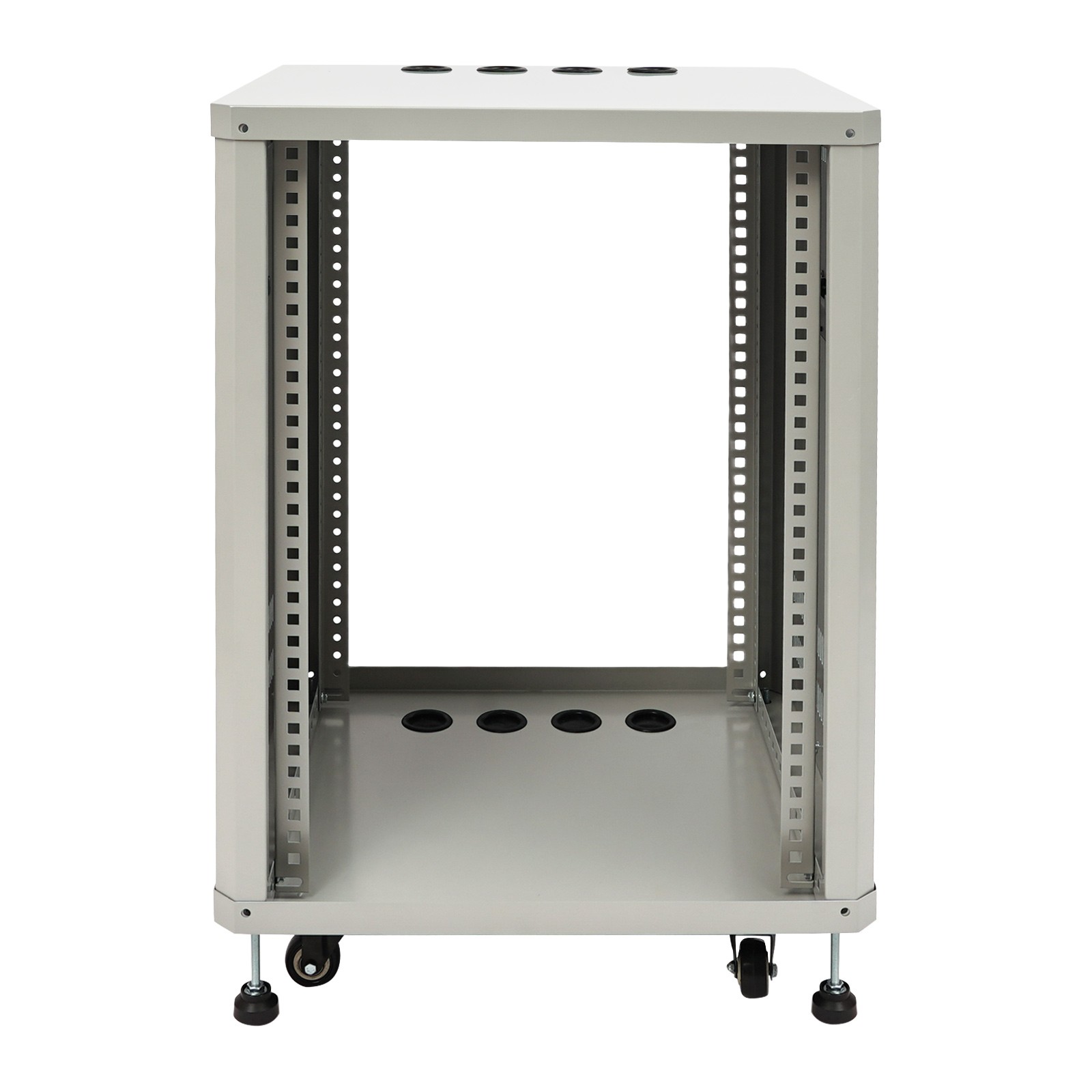 15U Network & Audio Rack With Feet & Wheels, Rolling Studio Rack Case 300lbs