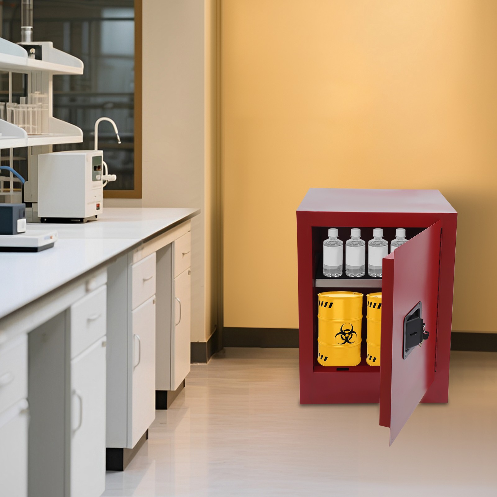 Liquid Safety Cabinet 4 Gallons/1.51L Flammable Red Hazardous Storage Cabinet