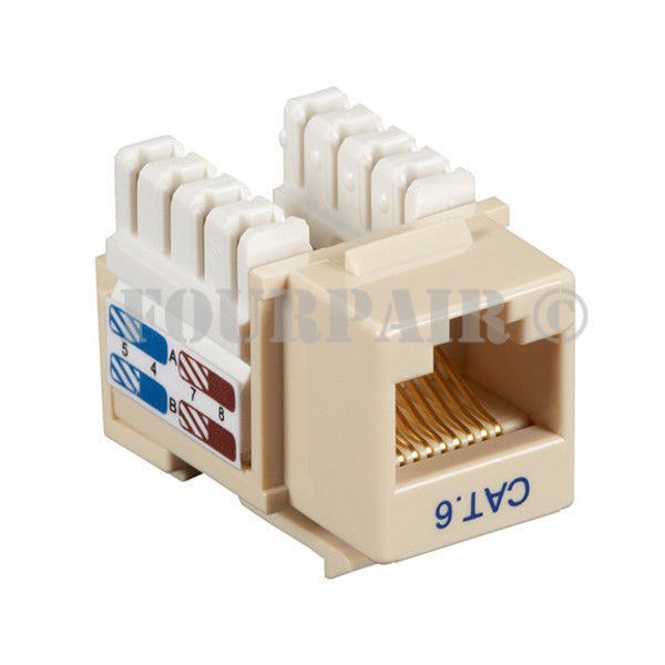 CAT6 LAN Network RJ45 110 Punch Down 8P8C Keystone Modular Snap-In Jack - Ivory