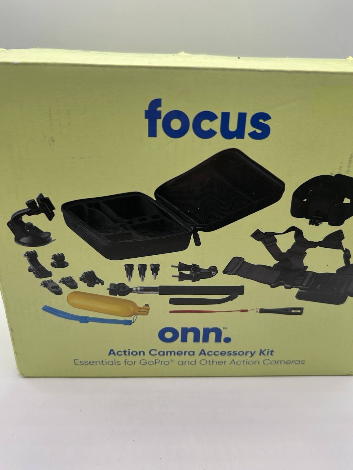 onn Action Camera Accessory Kit 16pc GoPro Compatible Mounts Case Chest Strap
