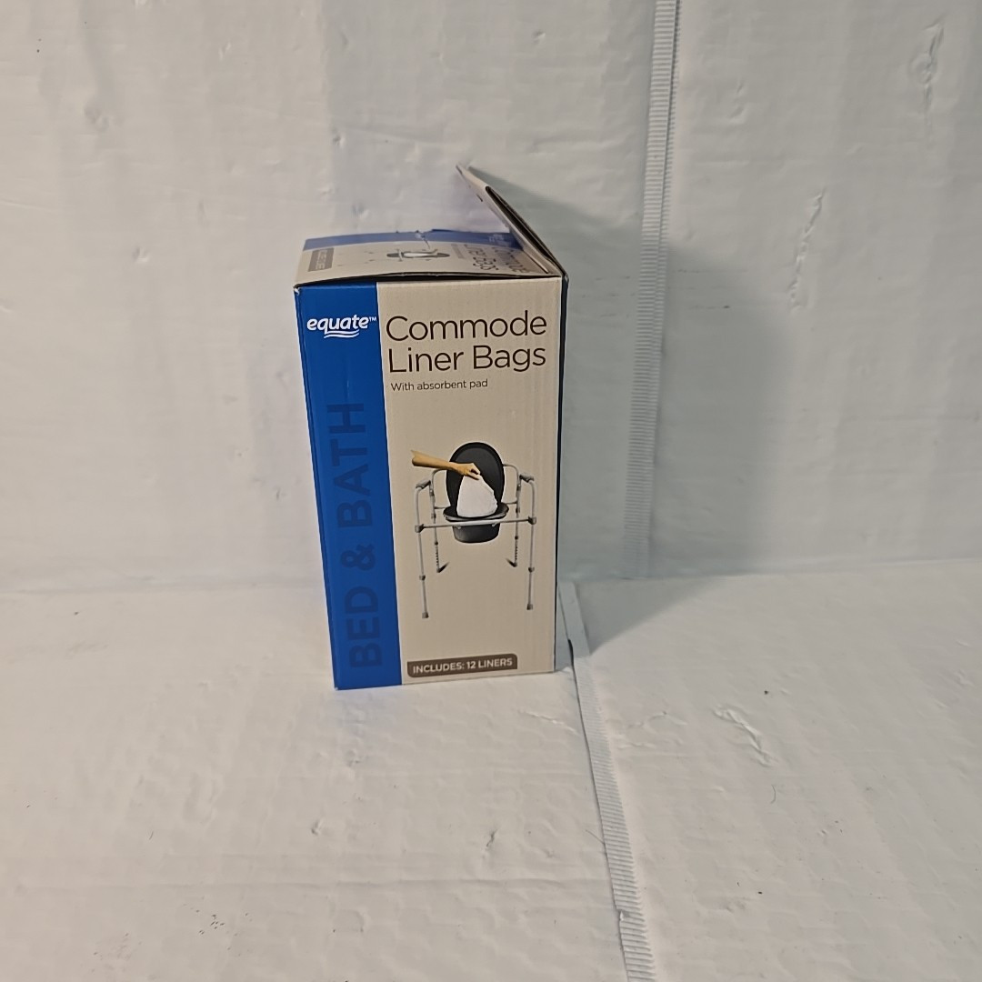 Commode Liner Bags w/ Absorbent Pad 12 Liners Per Box Disposable Refill Equate(V