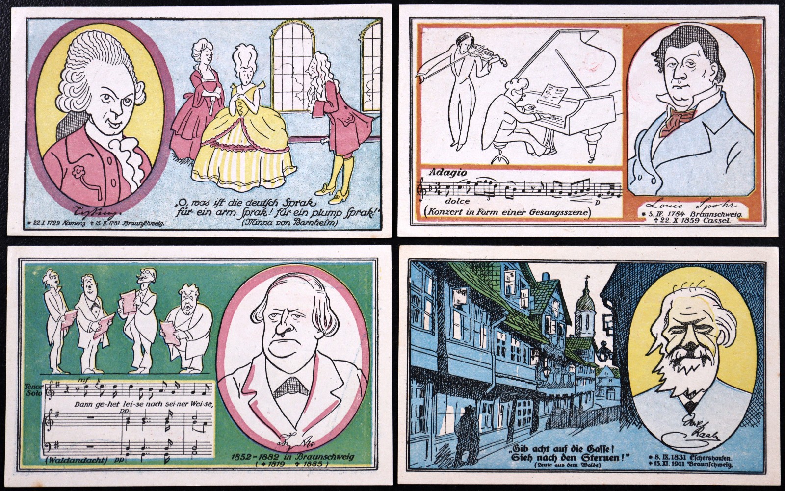 BRAUNSCHWEIG 1921 "Authors & Composers" Lessing Spohr Abt Raabe Complete Notgeld